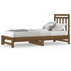vidaXL Sofá cama extraíble madera maciza de pino marrón 2x(90x200) cm