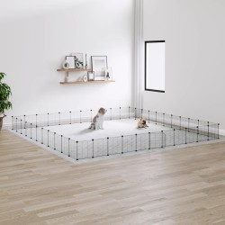 vidaXL Jaula para mascotas de 44 paneles puerta acero negro 35x35 cm