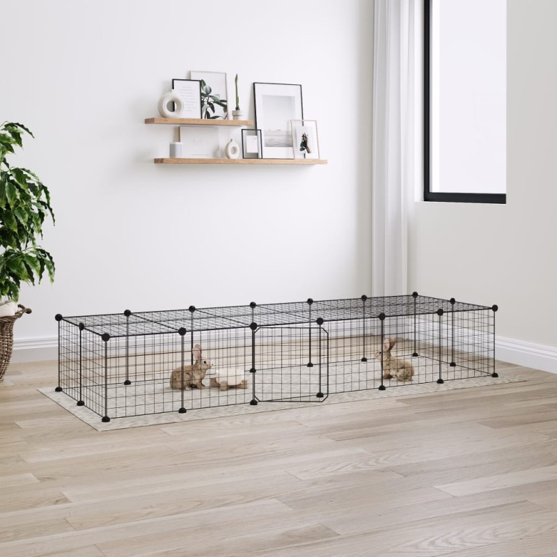 vidaXL Jaula para mascotas de 28 paneles puerta acero negro 35x35 cm vidaXL Jaula para mascotas de 28 paneles puerta acero negro 35x35 cm