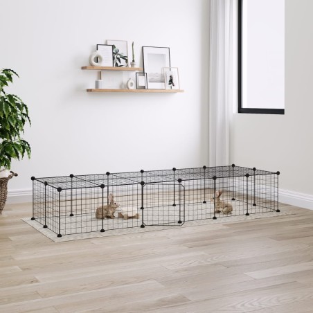 vidaXL Jaula para mascotas de 28 paneles puerta acero negro 35x35 cm