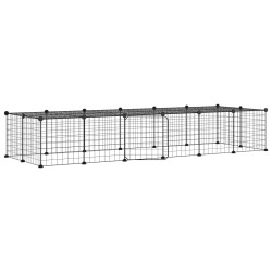vidaXL Jaula para mascotas de 28 paneles puerta acero negro 35x35 cm