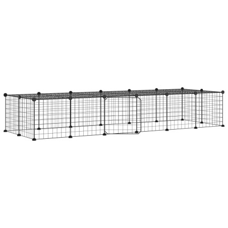 vidaXL Jaula para mascotas de 28 paneles puerta acero negro 35x35 cm