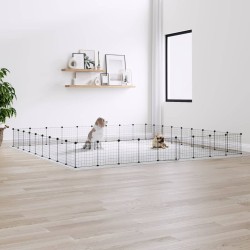 vidaXL Jaula para mascotas de 36 paneles puerta acero negro 35x35 cm