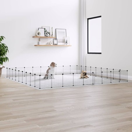 vidaXL Jaula para mascotas de 36 paneles puerta acero negro 35x35 cm