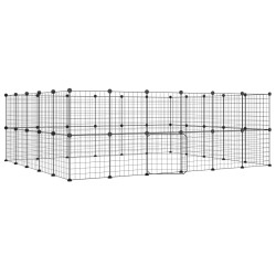 vidaXL Jaula para mascotas de 44 paneles puerta acero negro 35x35 cm