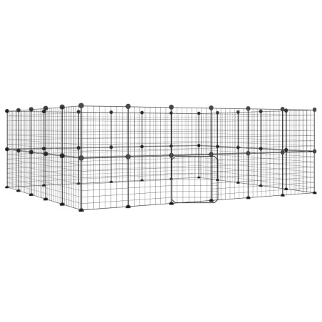 vidaXL Jaula para mascotas de 44 paneles puerta acero negro 35x35 cm