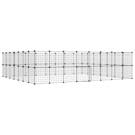 vidaXL Jaula para mascotas de 60 paneles puerta acero negro 35x35 cm