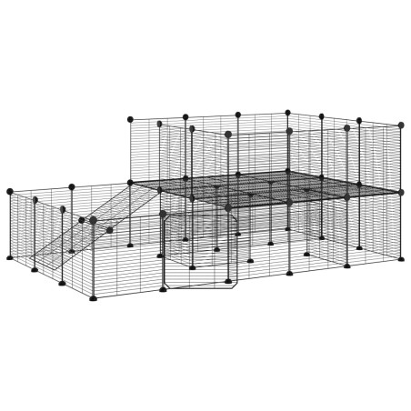vidaXL Jaula para mascotas de 44 paneles puerta acero negro 35x35 cm