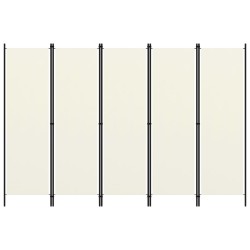 vidaXL Biombo divisor de 5 paneles blanco crema 250x180 cm
