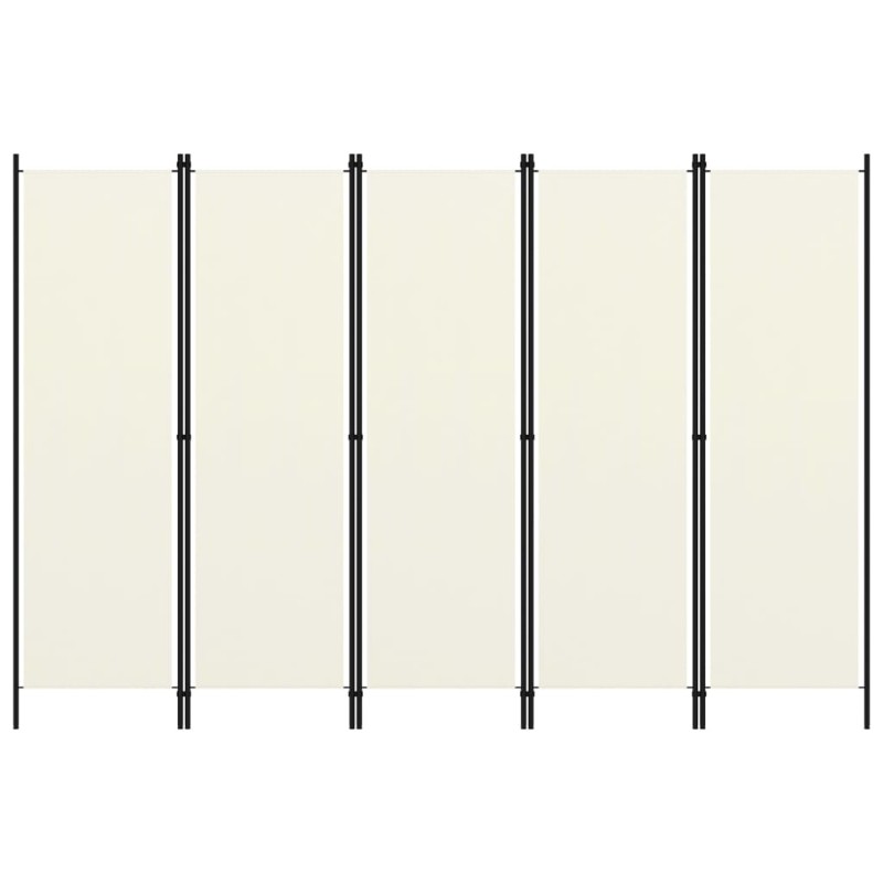 vidaXL Biombo divisor de 5 paneles blanco crema 250x180 cm