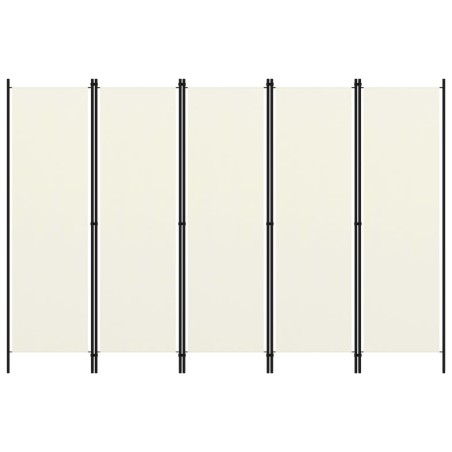 vidaXL Biombo divisor de 5 paneles blanco crema 250x180 cm