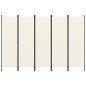 vidaXL Biombo divisor de 5 paneles blanco crema 250x180 cm