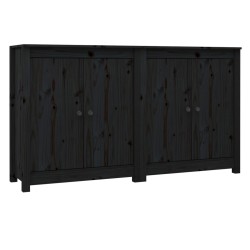 vidaXL Aparador 2 uds de madera maciza de pino negro 70x35x80 cm