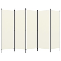 vidaXL Biombo divisor de 5 paneles blanco crema 250x180 cm