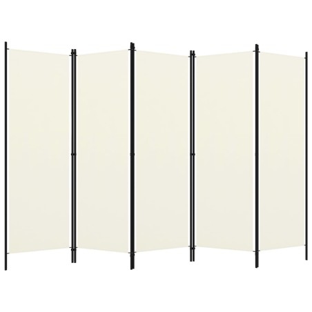vidaXL Biombo divisor de 5 paneles blanco crema 250x180 cm