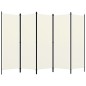 vidaXL Biombo divisor de 5 paneles blanco crema 250x180 cm