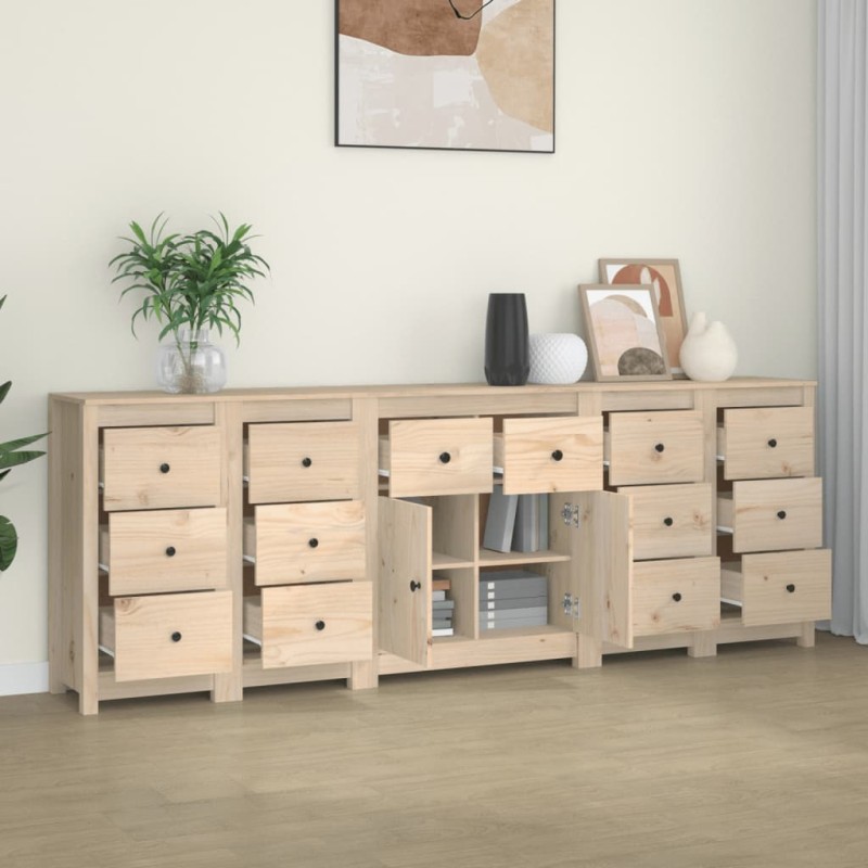 vidaXL Aparador de madera maciza de pino 230x35x80 cm vidaXL Aparador de madera maciza de pino 230x35x80 cm