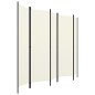 vidaXL Biombo divisor de 5 paneles blanco crema 250x180 cm