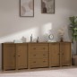 vidaXL Aparador de madera maciza de pino marrón miel 230 x 35 x 80 cm vidaXL Aparador de madera maciza de pino marrón miel 230 x 35 x 80 cm
