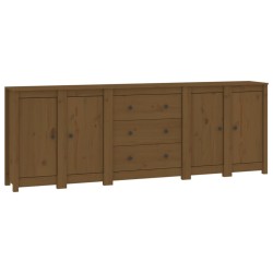 vidaXL Aparador de madera maciza de pino marrón miel 230 x 35 x 80 cm