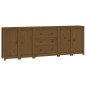vidaXL Aparador de madera maciza de pino marrón miel 230 x 35 x 80 cm vidaXL Aparador de madera maciza de pino marrón miel 230 x 35 x 80 cm