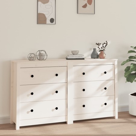 vidaXL Aparador de madera maciza de pino blanco 140x35x80 cm
