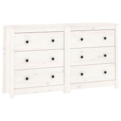 vidaXL Aparador de madera maciza de pino blanco 140x35x80 cm