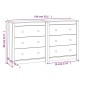 vidaXL Aparador de madera maciza de pino blanco 140x35x80 cm