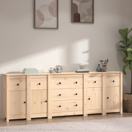 vidaXL Aparador de madera maciza de pino 230x35x80 cm