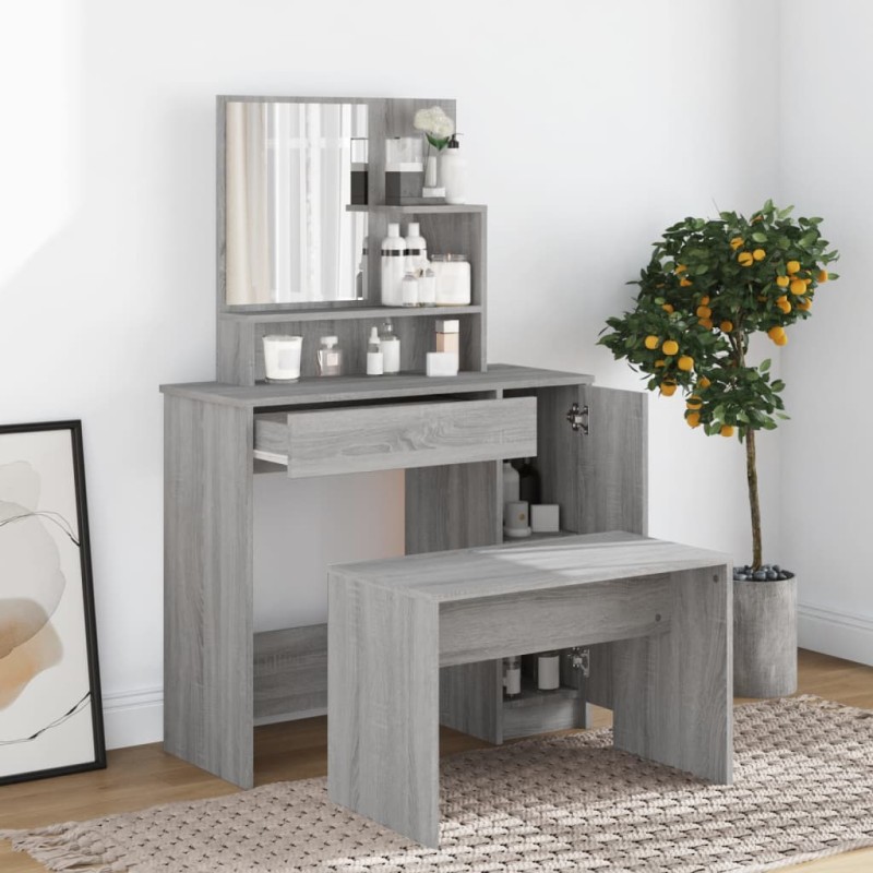 vidaXL Juego de tocador color gris Sonoma 86,5x35x136 cm vidaXL Juego de tocador color gris Sonoma 86,5x35x136 cm