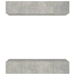 vidaXL Muebles TV 4 uds madera contrachapada gris hormigón 80x30x30 cm