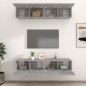 vidaXL Muebles TV 4 uds madera contrachapada gris hormigón 80x30x30 cm