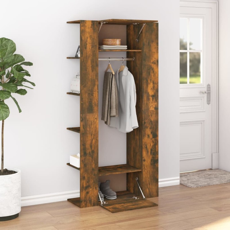 vidaXL Mueble de recibidor 2 uds madera contrachapada roble ahumado vidaXL Mueble de recibidor 2 uds madera contrachapada roble ahumado