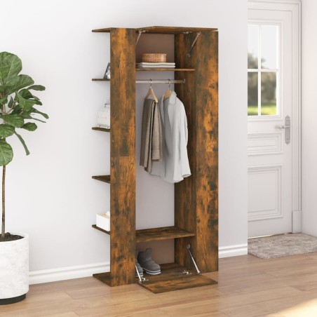 vidaXL Mueble de recibidor 2 uds madera contrachapada roble ahumado