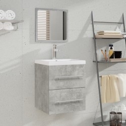 vidaXL Mueble de baño con lavabo madera contrachapada gris hormigón