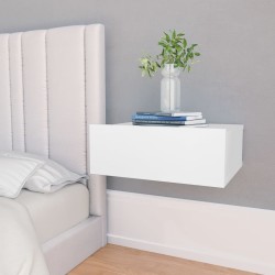 vidaXL Mesitas de noche flotantes 2 uds madera ingeniería blanco