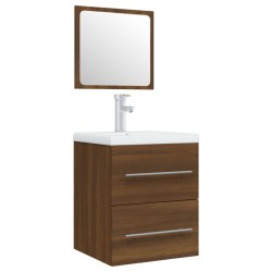vidaXL Mueble de baño con lavabo madera contrachapada marrón roble