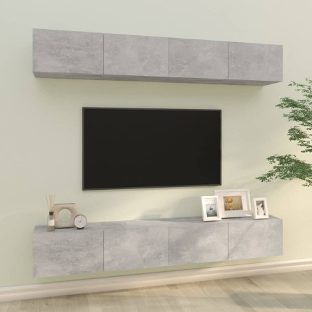 vidaXL Muebles de TV 4 piezas gris hormigón 100x30x30 cm