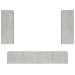 vidaXL Set de muebles de TV 4 pzas madera contrachapada gris hormigón