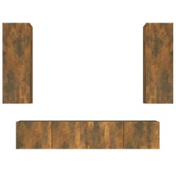 vidaXL Set de muebles de TV 4 pzas madera contrachapada roble ahumado