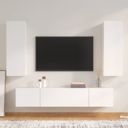 vidaXL Set de muebles para TV 4 piezas madera contrachapada blanco
