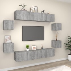 vidaXL Set de muebles para TV 8 pzas madera contrachapada gris Sonoma