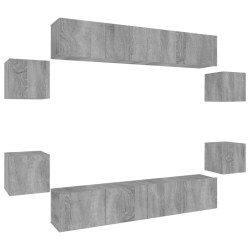 vidaXL Set de muebles para TV 8 pzas madera contrachapada gris Sonoma
