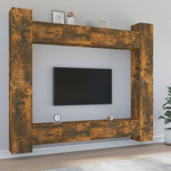 vidaXL Set de muebles de TV 8 pzas madera contrachapada roble ahumado