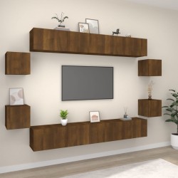 vidaXL Set de muebles para TV 8 pzas madera contrachapada roble marrón