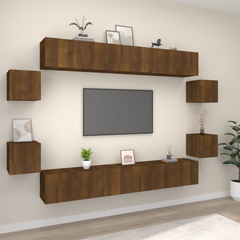 vidaXL Set de muebles para TV 8 pzas madera contrachapada roble marrón