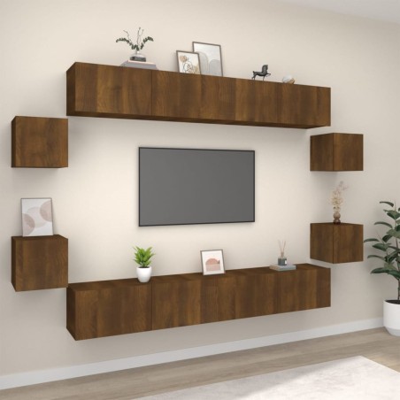 vidaXL Set de muebles para TV 8 pzas madera contrachapada roble marrón