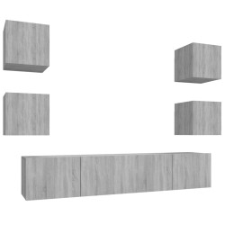 vidaXL Set de muebles para TV 6 pzas madera contrachapada gris Sonoma