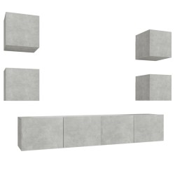 vidaXL Set de muebles de TV 6 pzas madera contrachapada gris hormigón