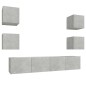 vidaXL Set de muebles de TV 6 pzas madera contrachapada gris hormigón